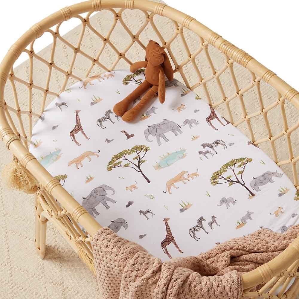 Snuggle Hunny Kids Linen Sheets Safari Snuggle Hunny Bassinet Sheet & Change Pad Cover 2 n 1 - Safari