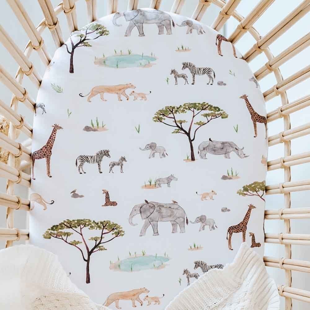 Snuggle Hunny Kids Linen Sheets Safari Snuggle Hunny Bassinet Sheet & Change Pad Cover 2 n 1 - Safari