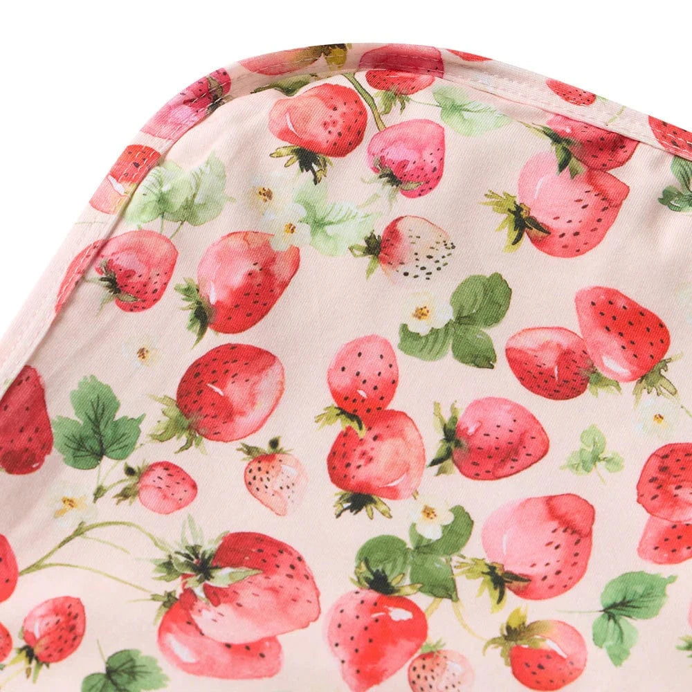 Snuggle Hunny Kids Linen Sheets Strawberry Organic Jersey Wrap & Topknot Set