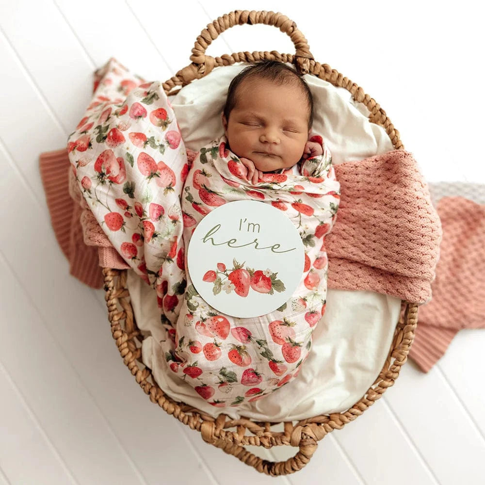 Snuggle Hunny Kids Linen Sheets Strawberry Organic Muslin Wrap