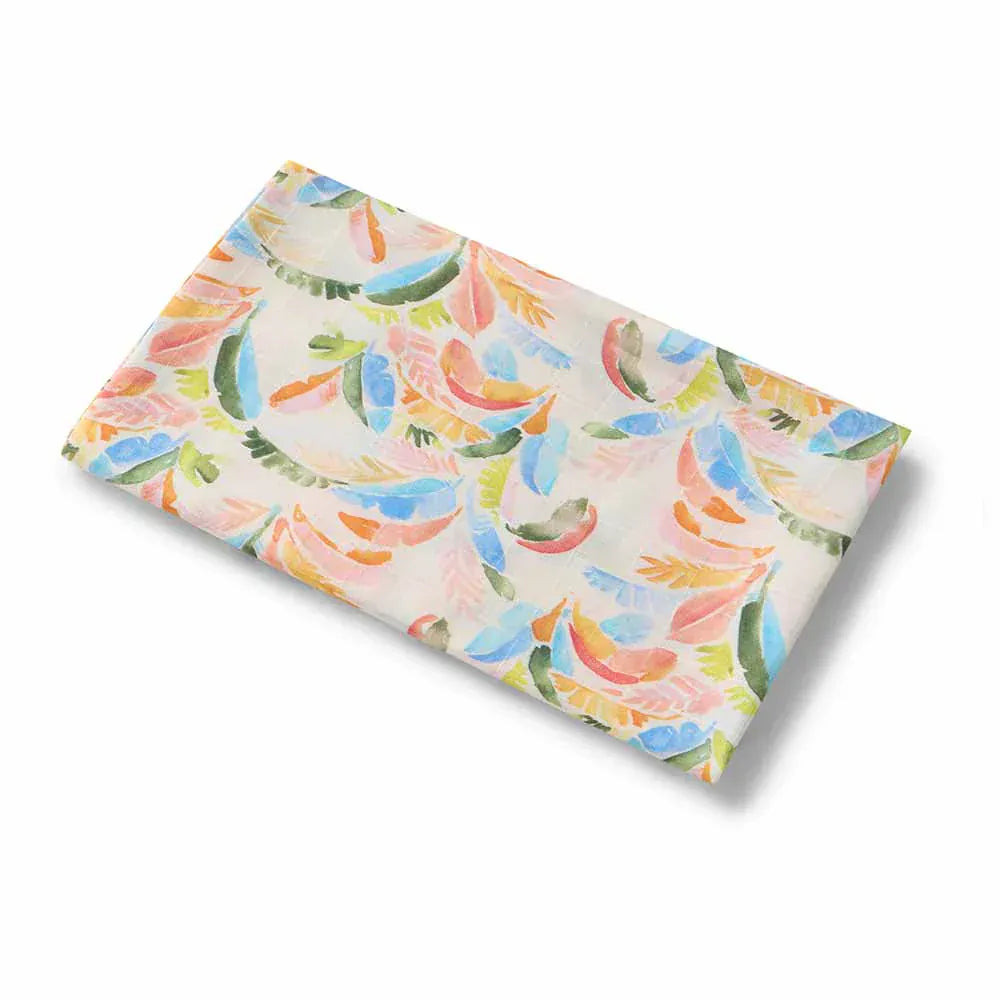 Snuggle Hunny Kids Linen Sheets Summer Palm Organic Muslin Wrap