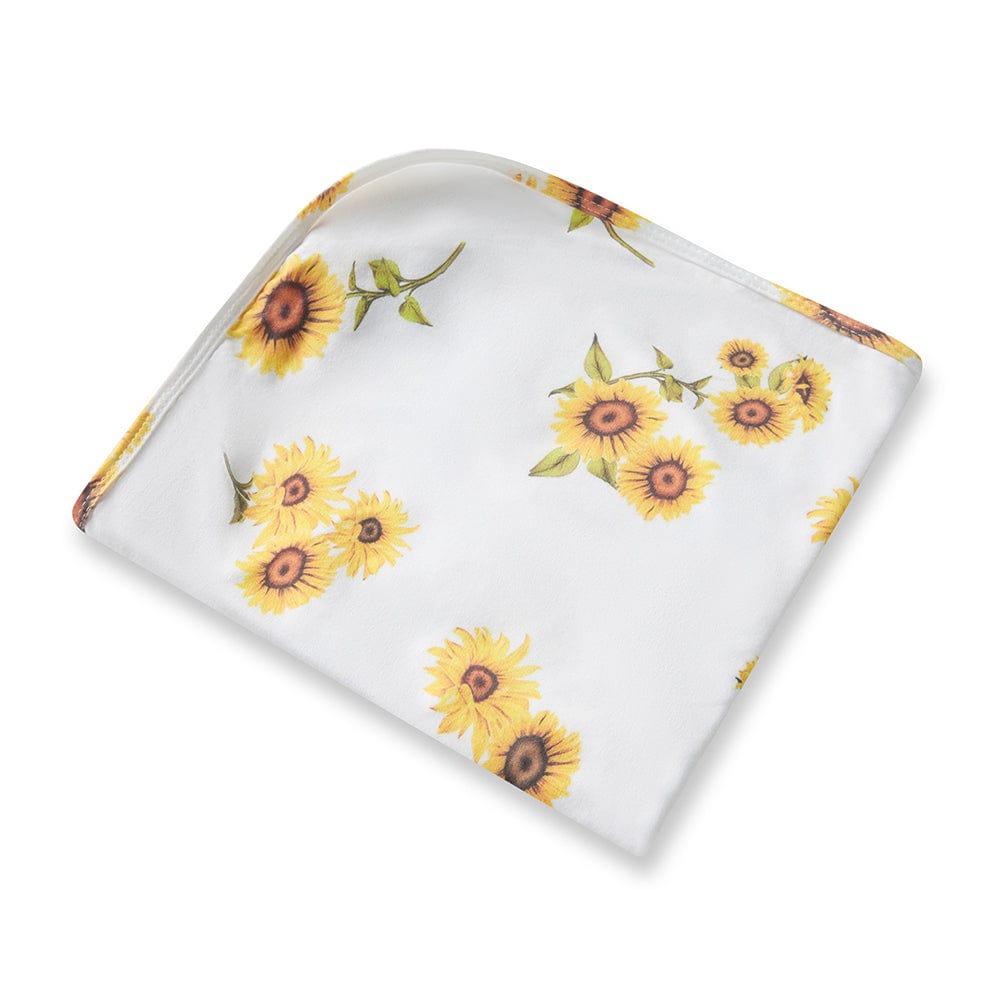 Snuggle Hunny Kids Linen Sheets Sunflower Organic Jersey Wrap & Topknot Set