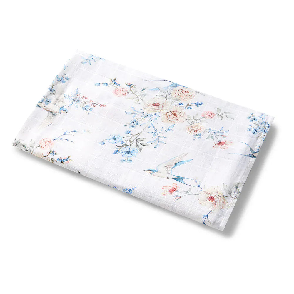 Snuggle Hunny Kids Linen Sheets Sweet Swallows Organic Muslin Wrap