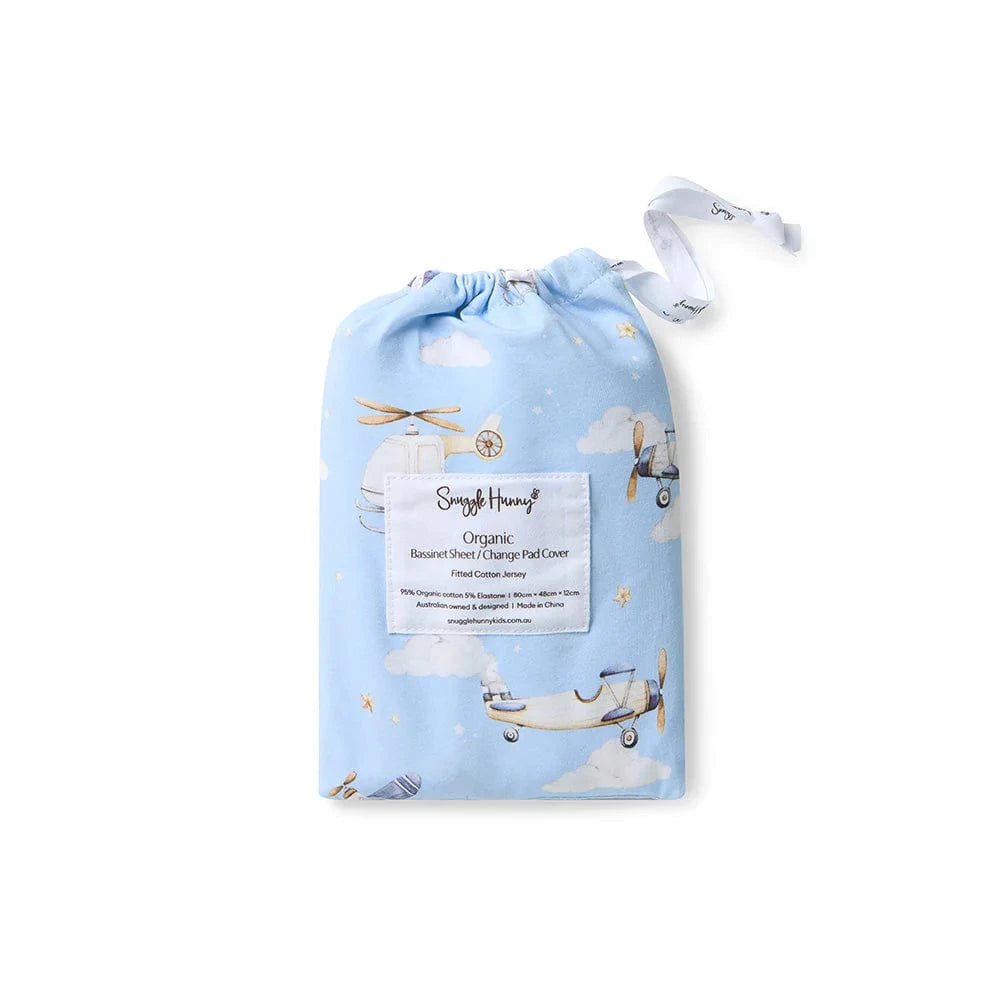 Snuggle Hunny Kids Linen Sheets Taking Flight Organic Bassinet Sheet / Change Pad Cover