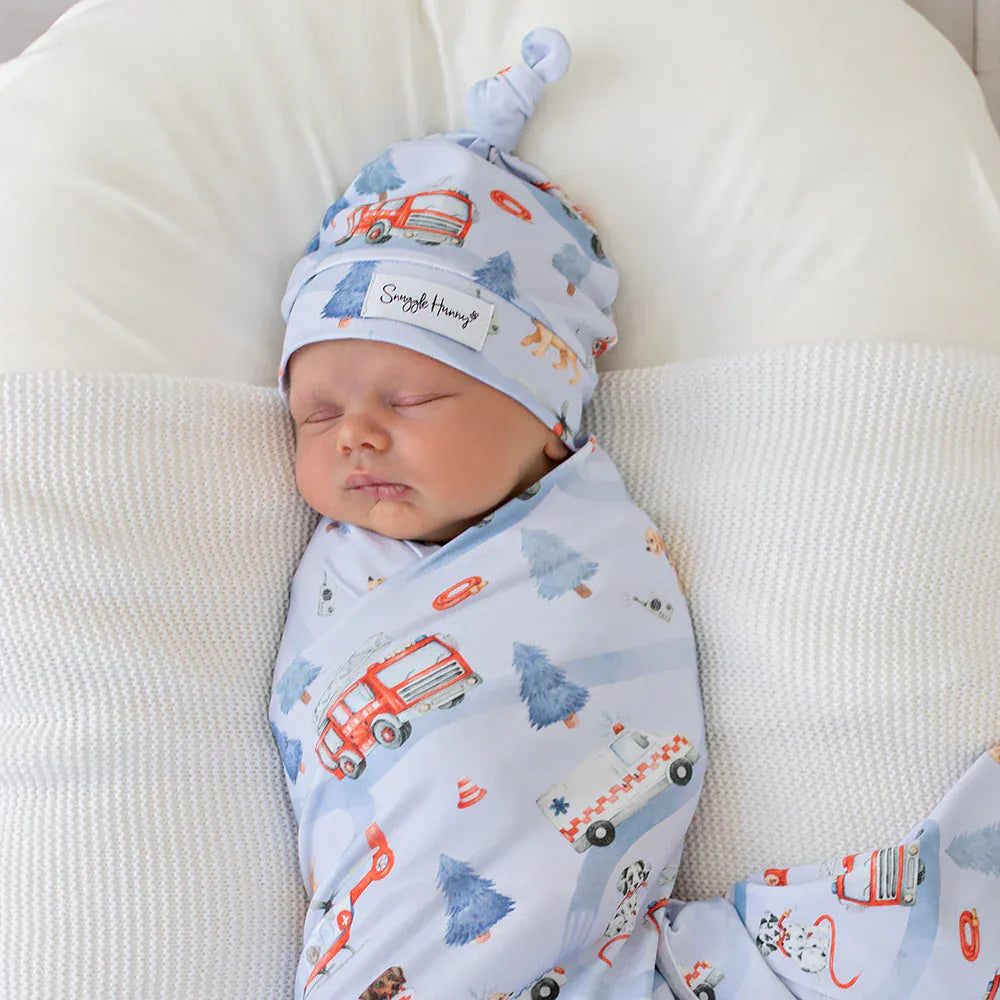 Snuggle Hunny Kids Linen Sheets To The Rescue Organic Jersey Wrap & Beanie Set