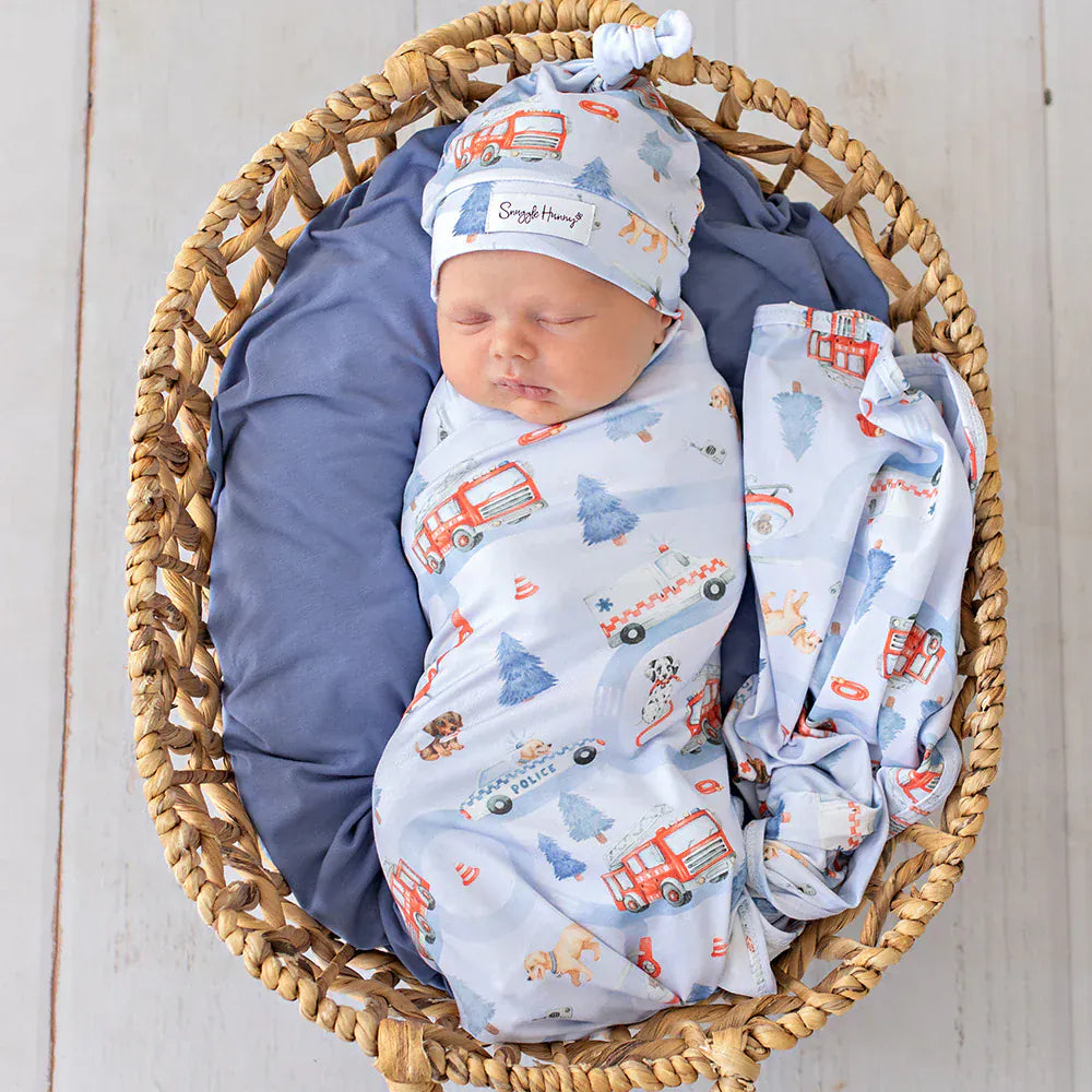 Snuggle Hunny Kids Linen Sheets To The Rescue Organic Jersey Wrap & Beanie Set