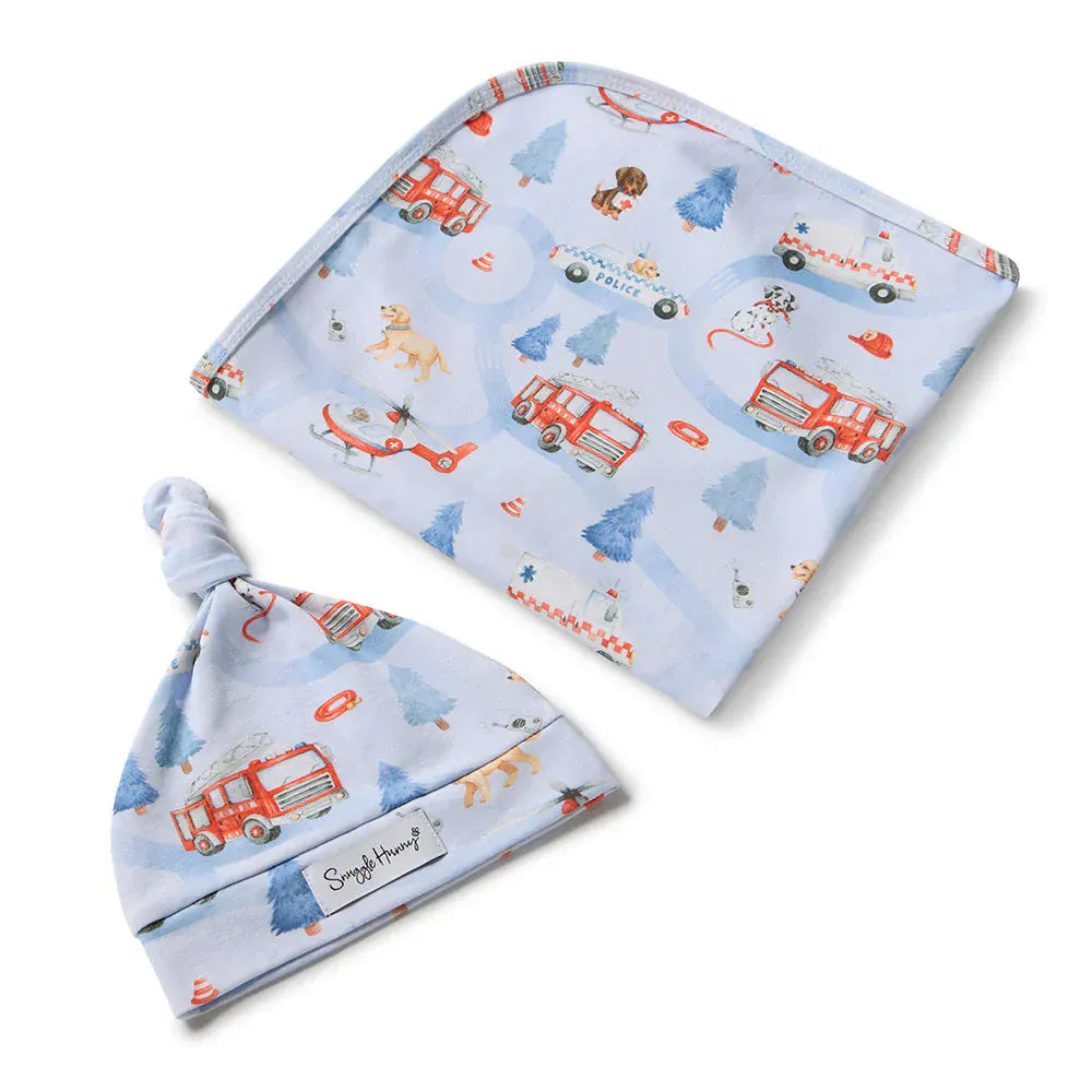 Snuggle Hunny Kids Linen Sheets To The Rescue Organic Jersey Wrap & Beanie Set