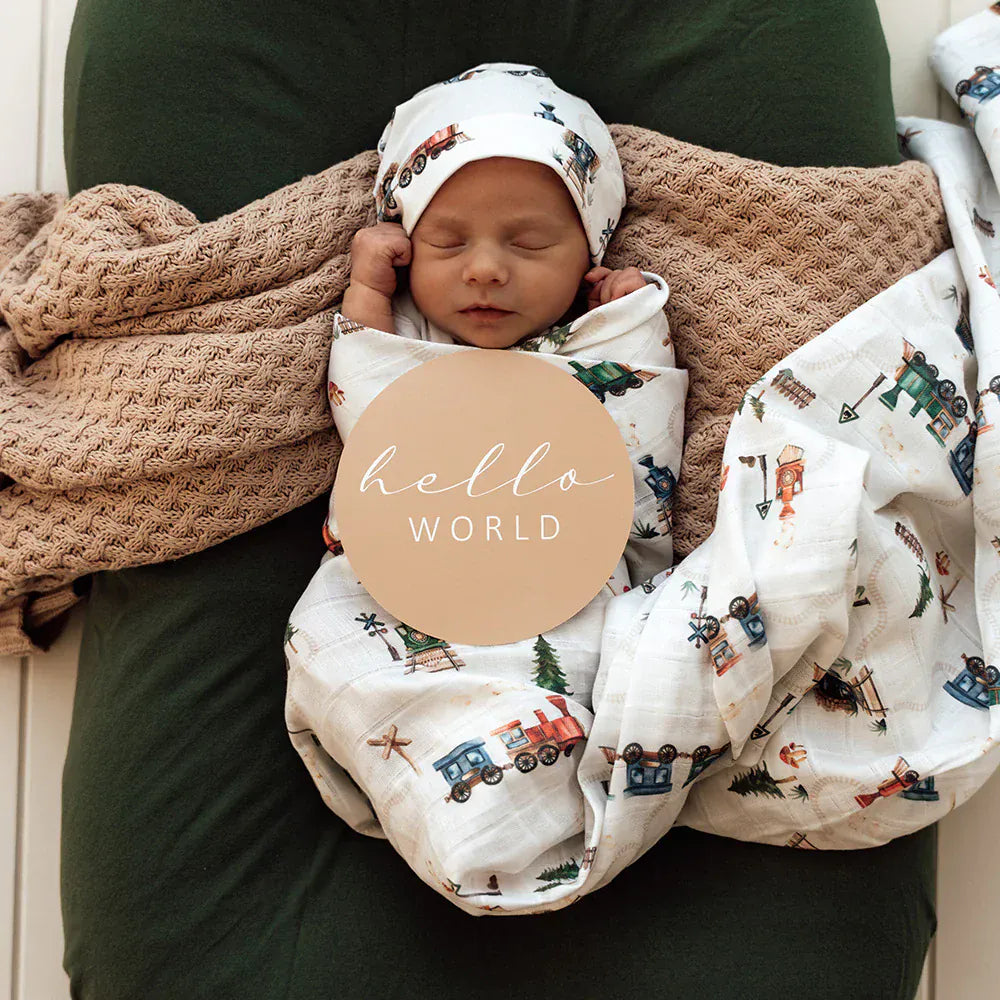 Snuggle Hunny Kids Linen Sheets Trains Organic Muslin Wrap