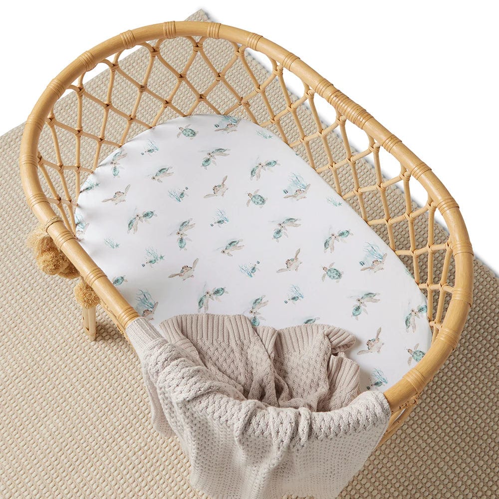 Snuggle Hunny Kids Linen Sheets Turtle Organic Bassinet Sheet / Change Pad Cover