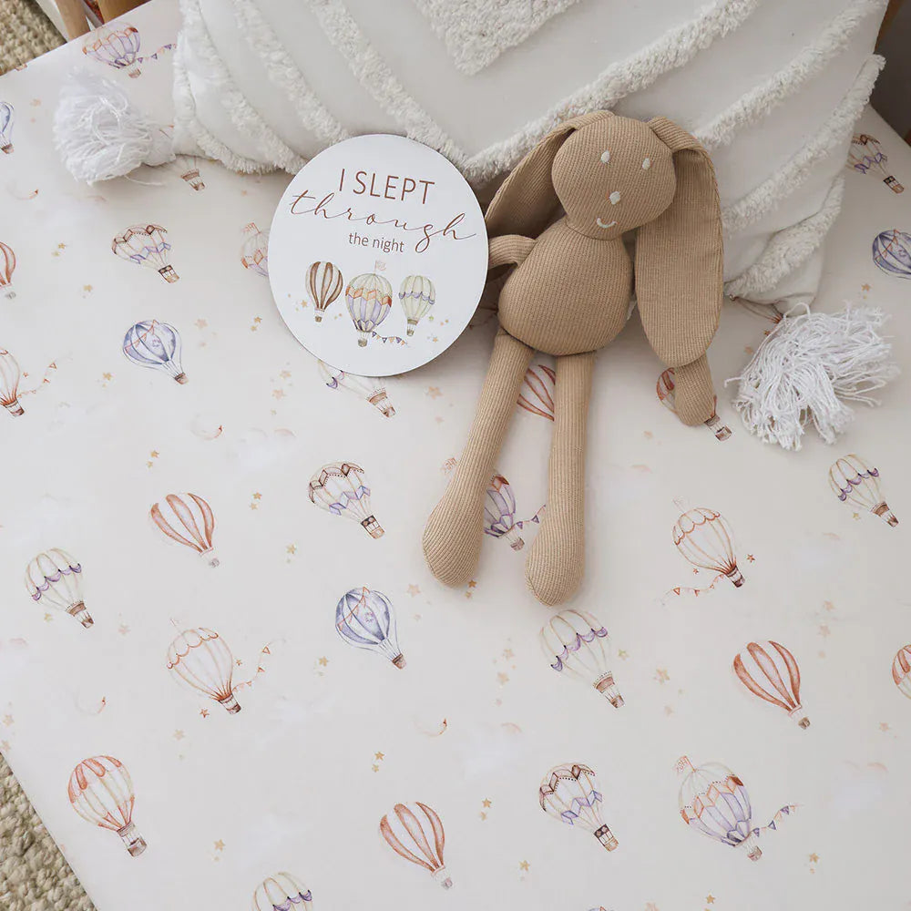 Snuggle Hunny Kids Linen Sheets Up & Away Organic Fitted Cot Sheet