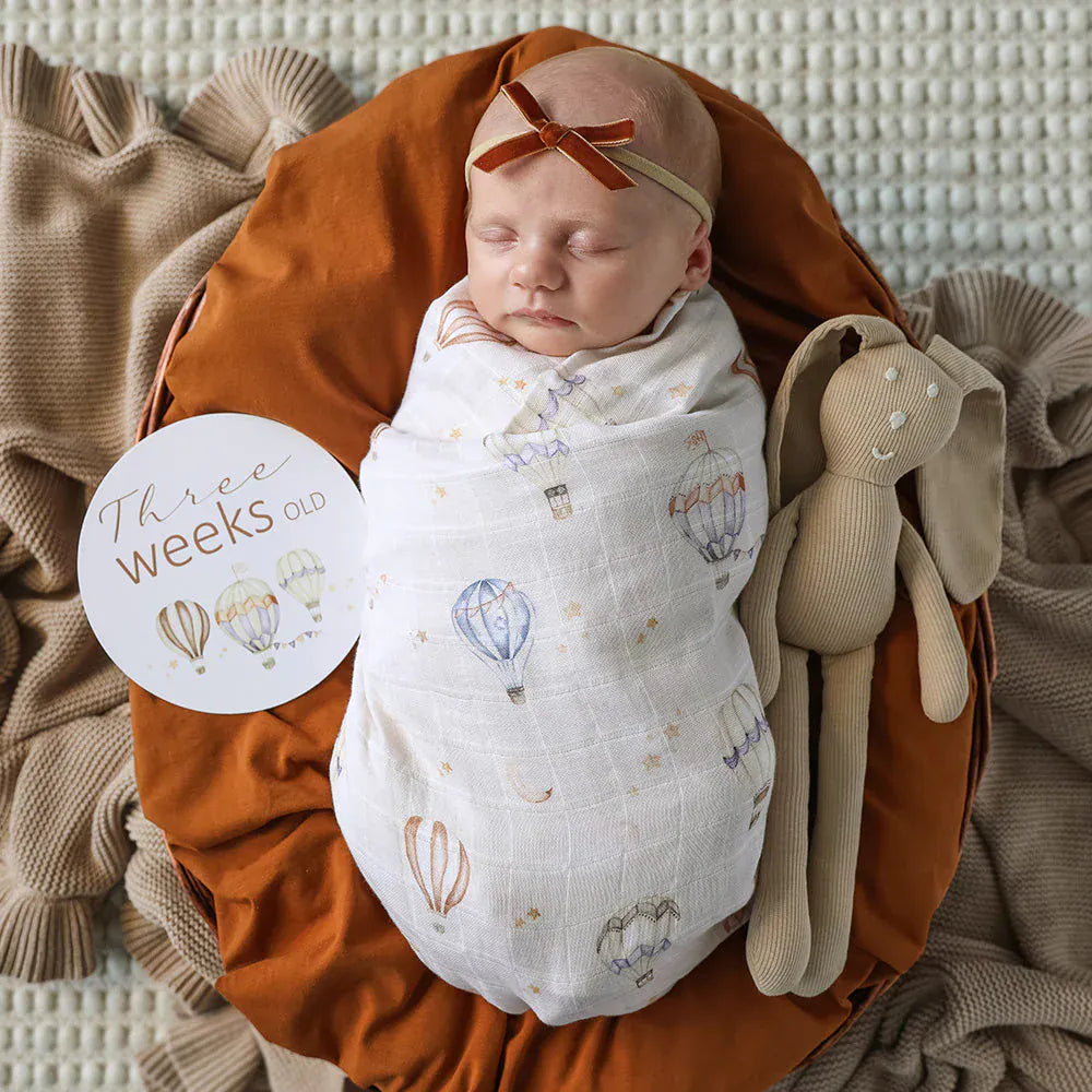 Snuggle Hunny Kids Linen Sheets Up & Away Organic Muslin Wrap