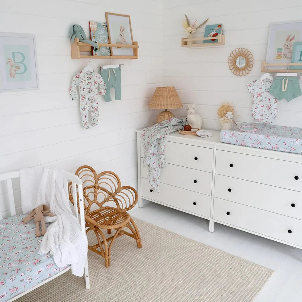 Snuggle Hunny Kids Linen Sheets White Rabbit Organic Fitted Cot Sheet