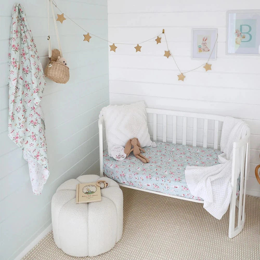 Snuggle Hunny Kids Linen Sheets White Rabbit Organic Fitted Cot Sheet