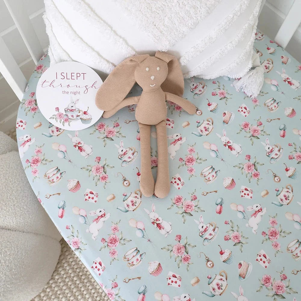 Snuggle Hunny Kids Linen Sheets White Rabbit Organic Fitted Cot Sheet