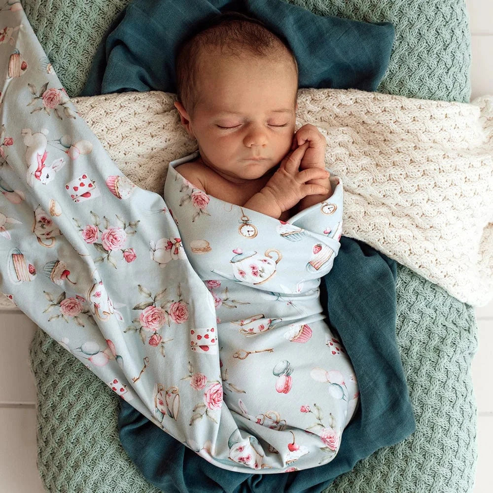 Snuggle Hunny Kids Linen Sheets White Rabbit Organic Jersey Wrap & Beanie Set