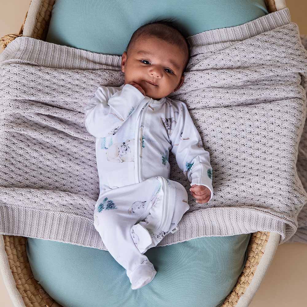 Snuggle Hunny Kids Unisex Onesie Arctic Organic Snuggle Sleepsuit Zip Footie