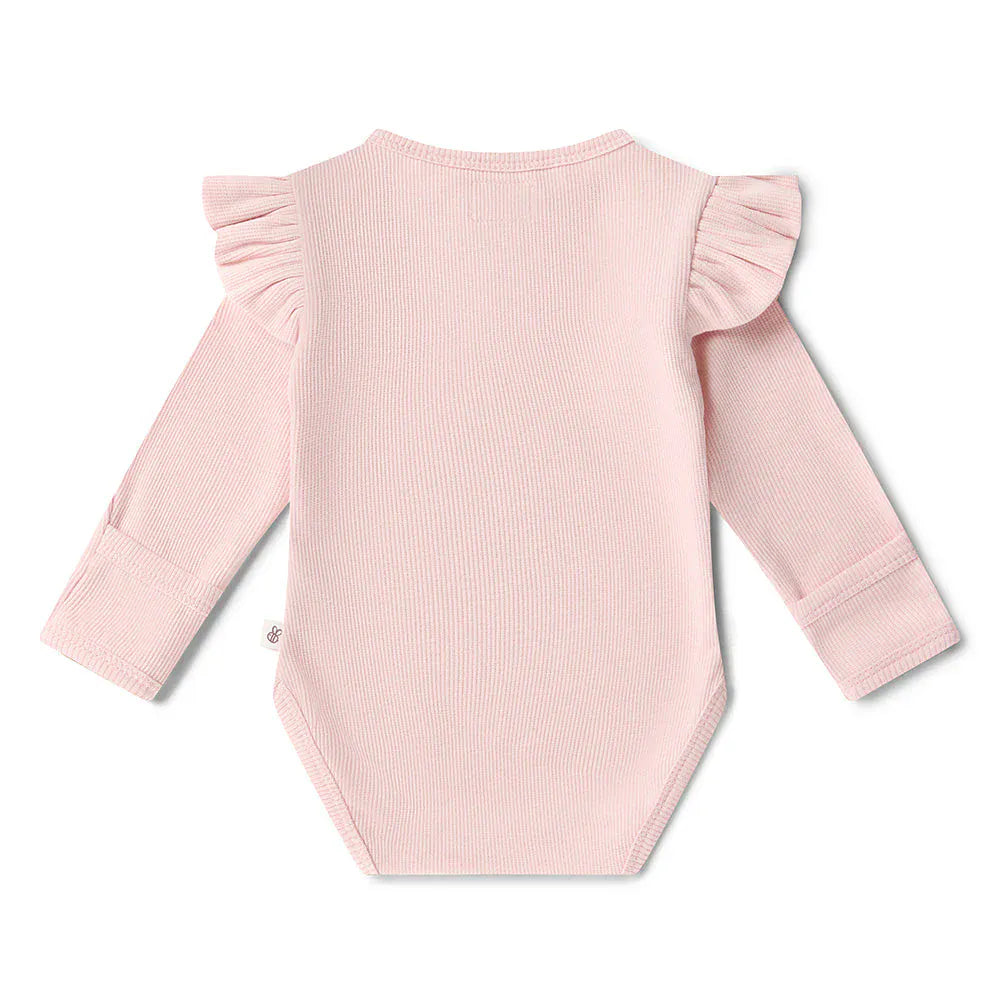 Snuggle Hunny Kids Unisex Onesie Baby Pink Long Sleeve Organic Bodysuit with Frill