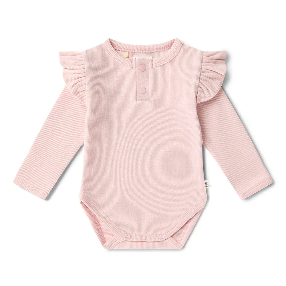 Snuggle Hunny Kids Unisex Onesie Baby Pink Long Sleeve Organic Bodysuit with Frill