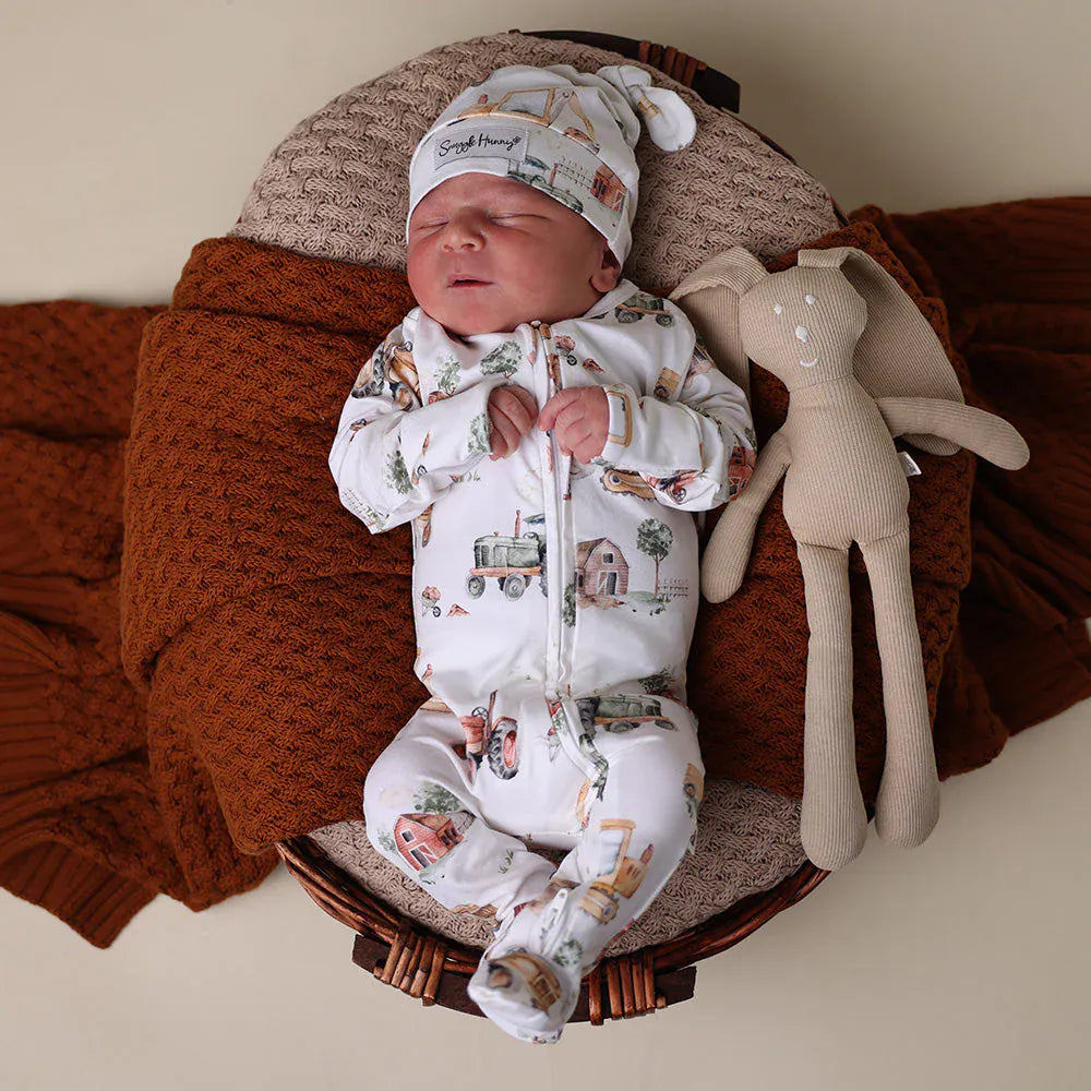 Snuggle Hunny Kids Unisex Onesie Diggers & Tractors Organic Snuggle Sleepsuit Zip Footie