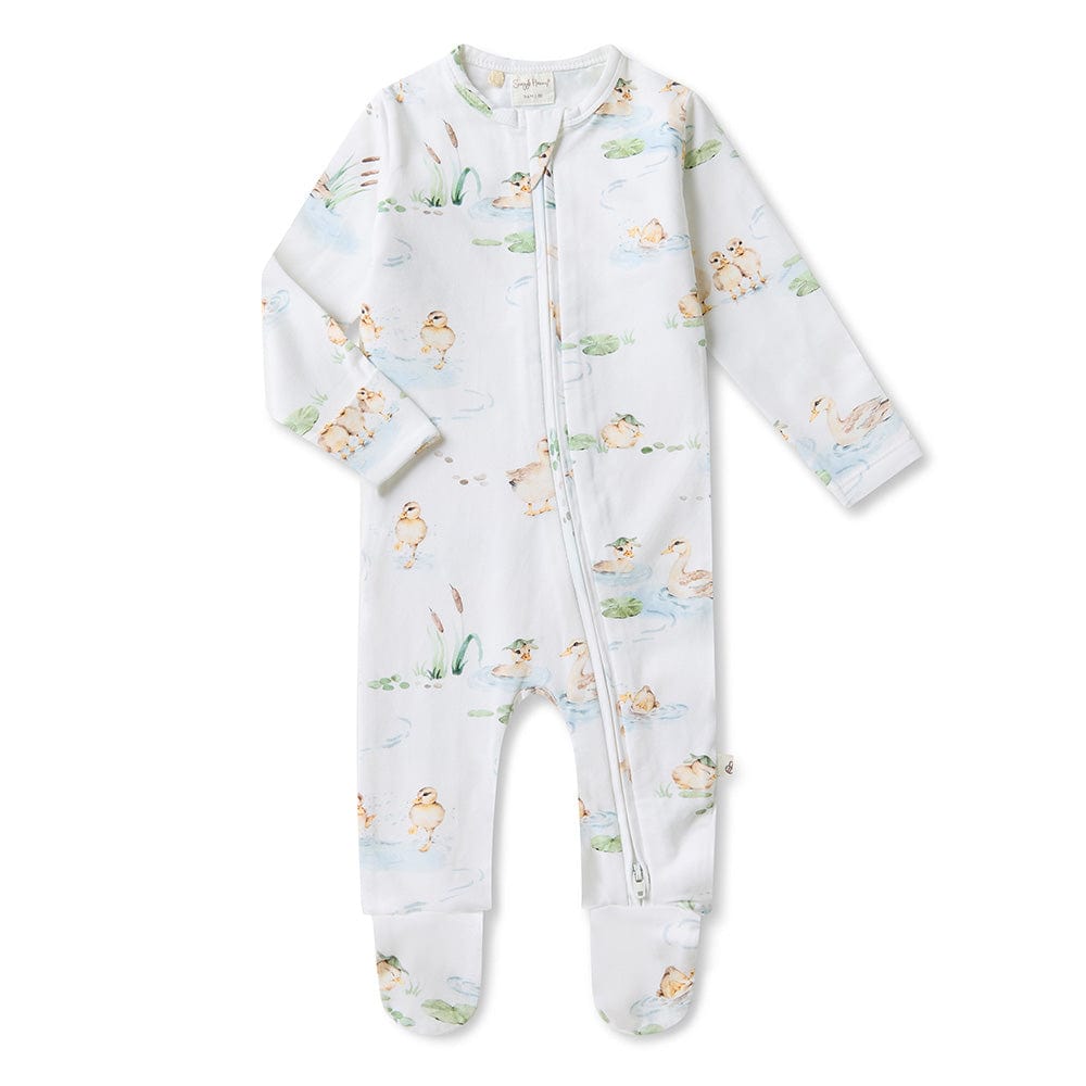 Snuggle Hunny Kids Unisex Onesie Duck Pond Organic Snugglesuit Convertible Romper