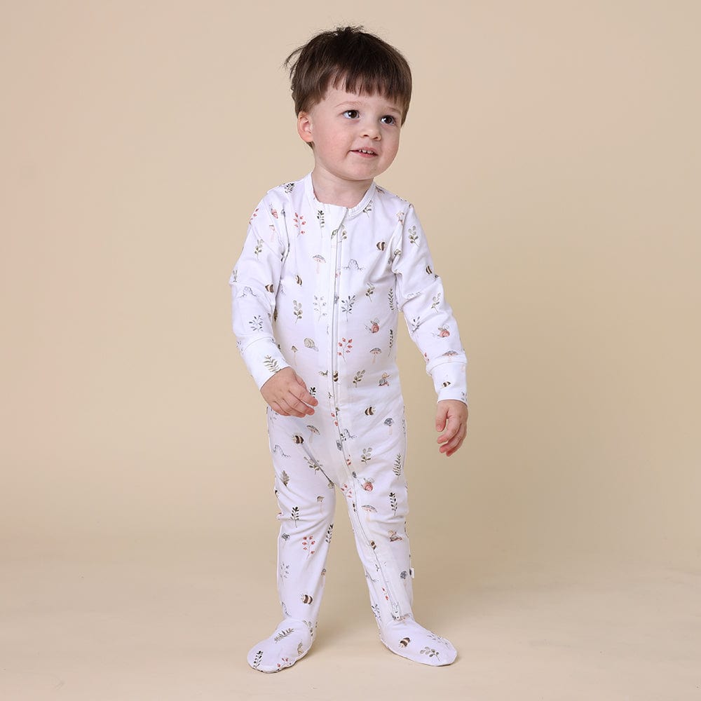 Snuggle Hunny Kids Unisex Onesie Garden Friends Organic Snuggle Sleepsuit Zip Footie