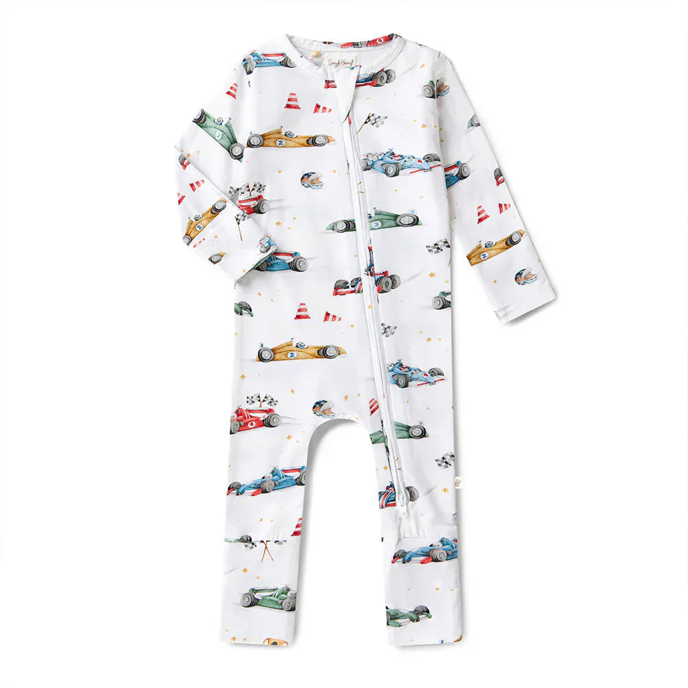 Snuggle Hunny Kids Unisex Onesie Little Racers Organic Snugglesuit Convertible Romper
