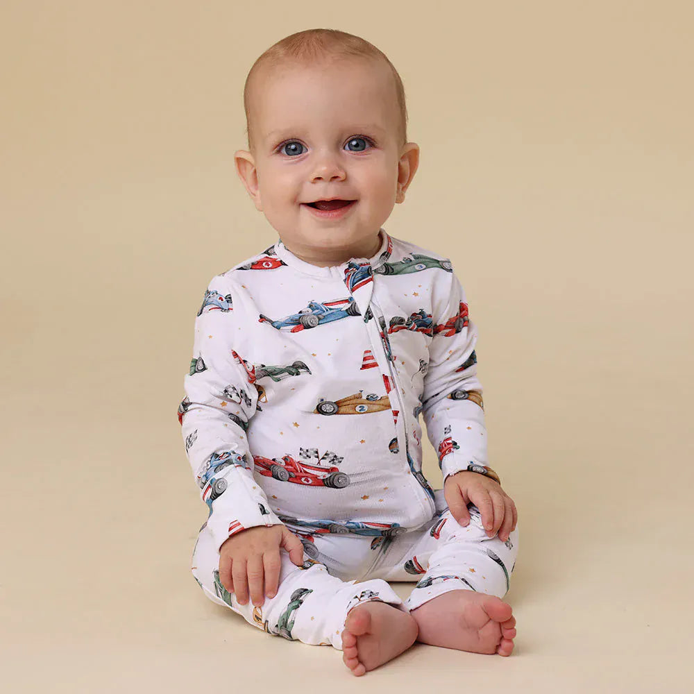 Snuggle Hunny Kids Unisex Onesie Little Racers Organic Snugglesuit Convertible Romper