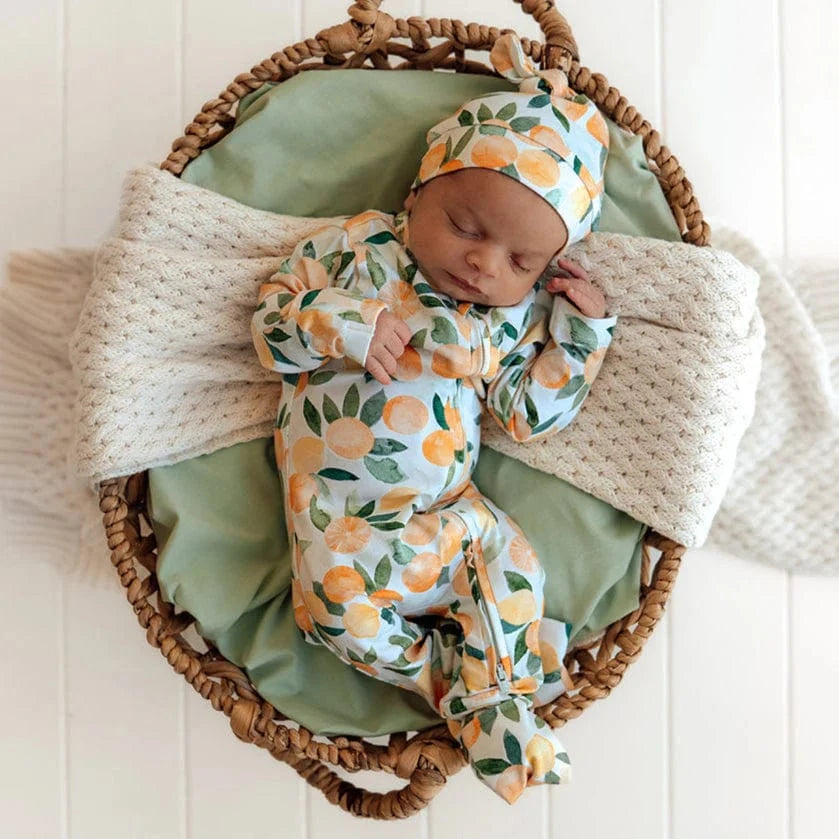Snuggle Hunny Kids Unisex Onesie NB Citrus Squeeze Organic Snugglesuit Convertible Romper