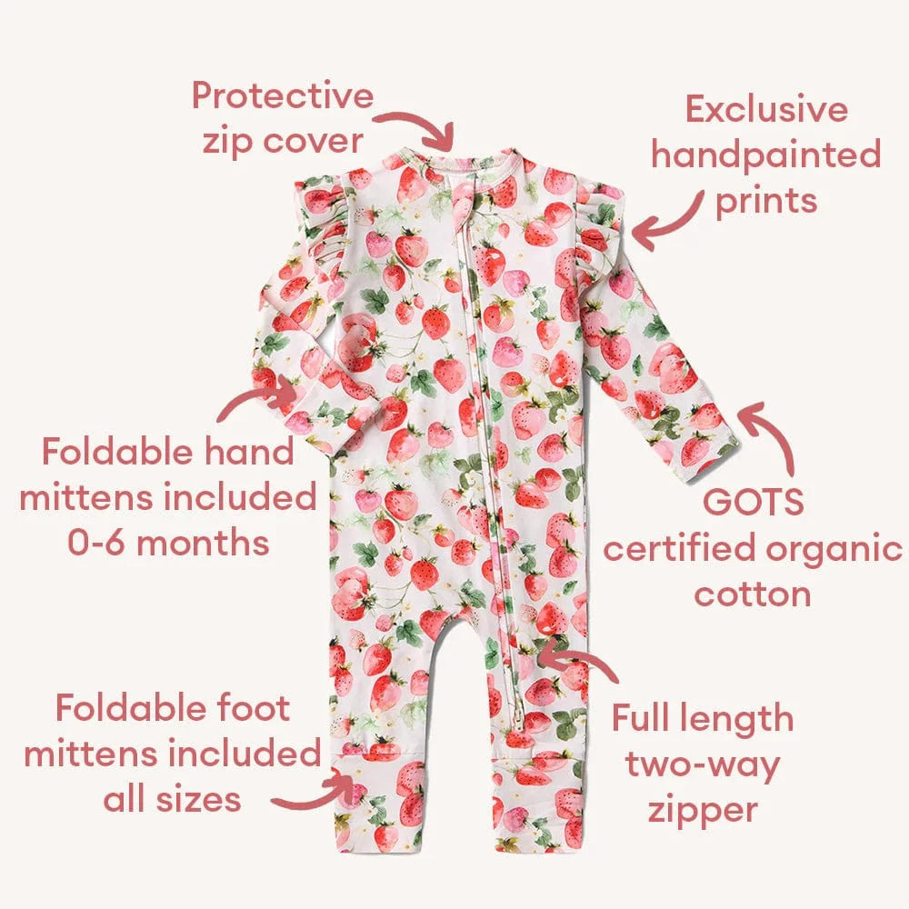 Snuggle Hunny Kids Unisex Onesie Strawberry Organic Snugglesuit Convertible Romper
