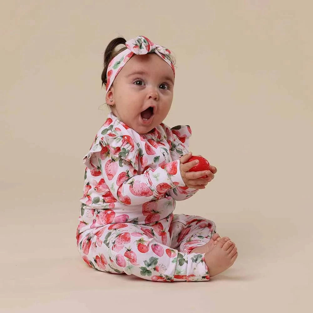 Snuggle Hunny Kids Unisex Onesie Strawberry Organic Snugglesuit Convertible Romper