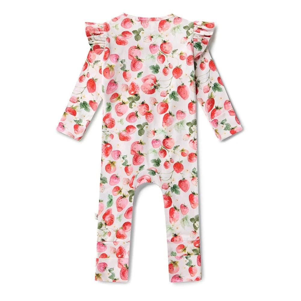 Snuggle Hunny Kids Unisex Onesie Strawberry Organic Snugglesuit Convertible Romper