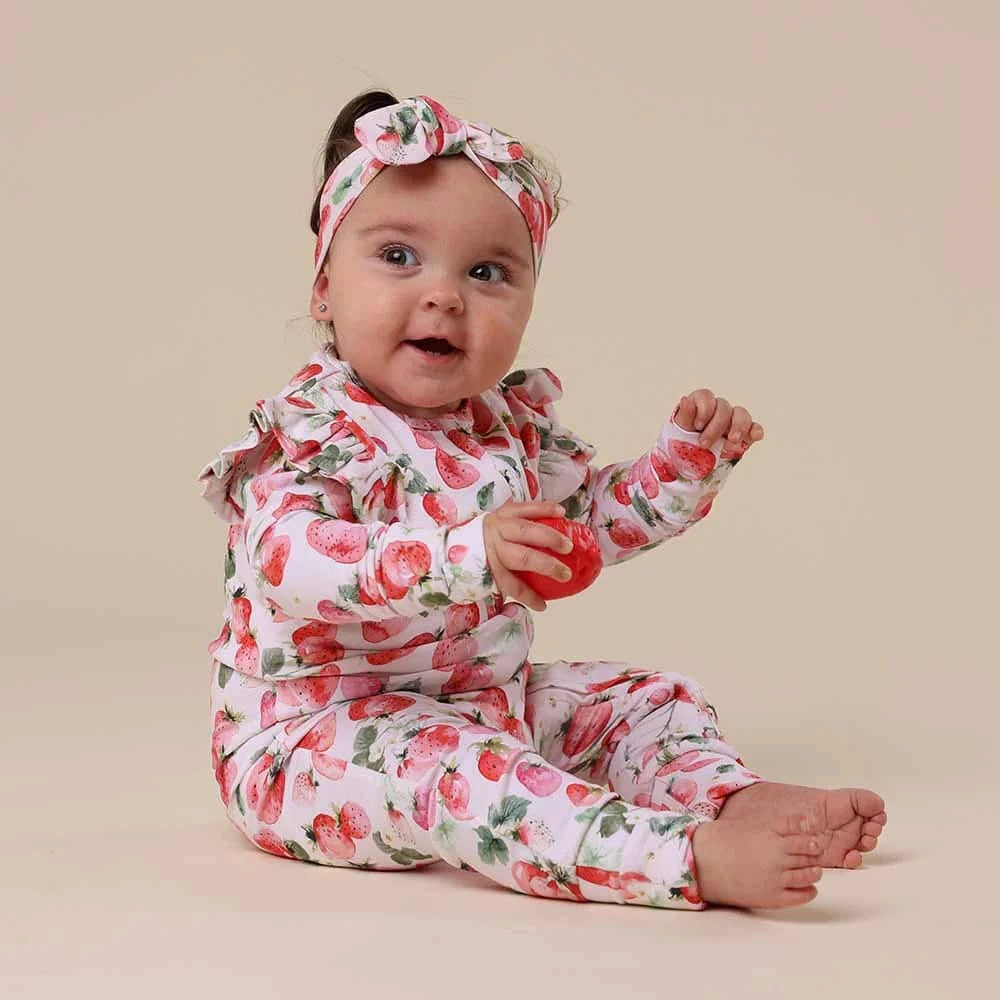 Snuggle Hunny Kids Unisex Onesie Strawberry Organic Snugglesuit Convertible Romper