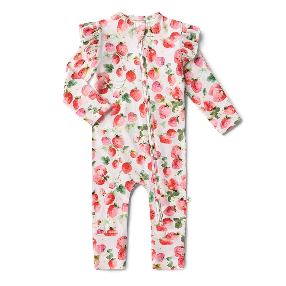Snuggle Hunny Kids Unisex Onesie Strawberry Organic Snugglesuit Convertible Romper