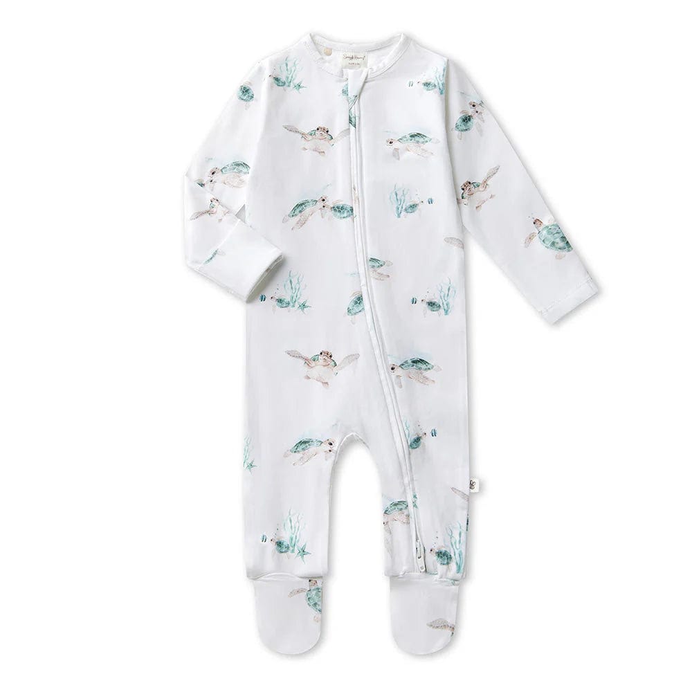 Snuggle Hunny Kids Unisex Onesie Turtle Organic Snuggle Sleepsuit Zip Footie