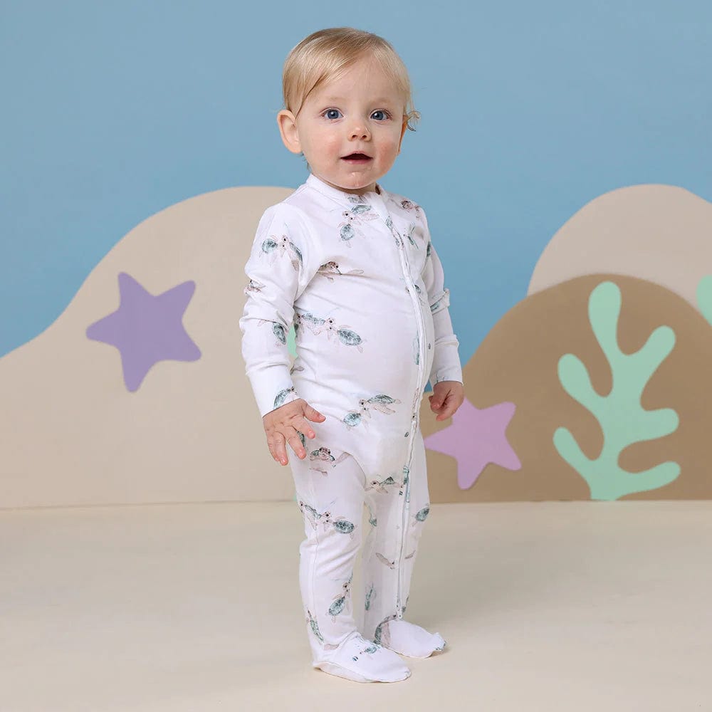 Snuggle Hunny Kids Unisex Onesie Turtle Organic Snuggle Sleepsuit Zip Footie