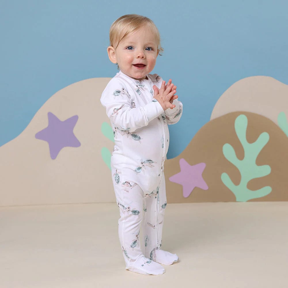 Snuggle Hunny Kids Unisex Onesie Turtle Organic Snuggle Sleepsuit Zip Footie