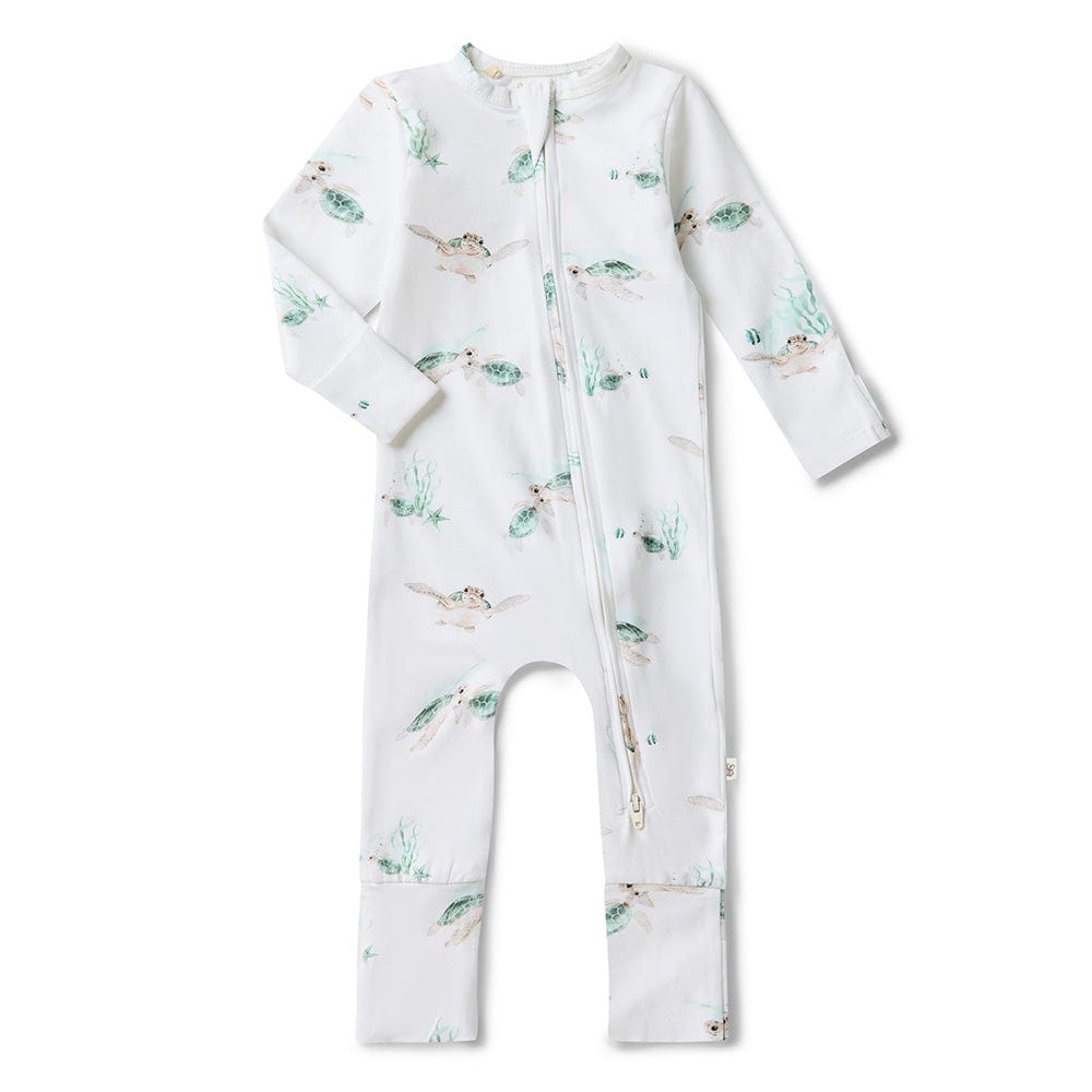 Snuggle Hunny Kids Unisex Onesie Turtle Organic Snugglesuit Convertible Romper