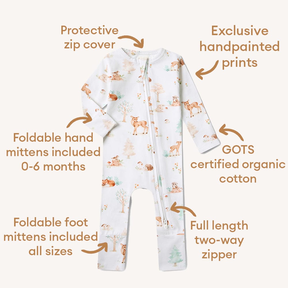 Snuggle Hunny Kids Unisex Onesie Woodland Tales Organic Snugglesuit Convertible Romper