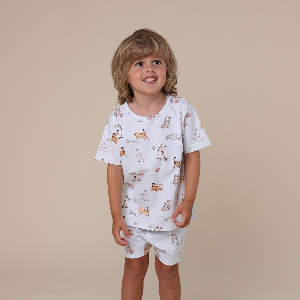 Snuggle Hunny Kids Unisex Sleepware Kittens Organic Kids PJ Set