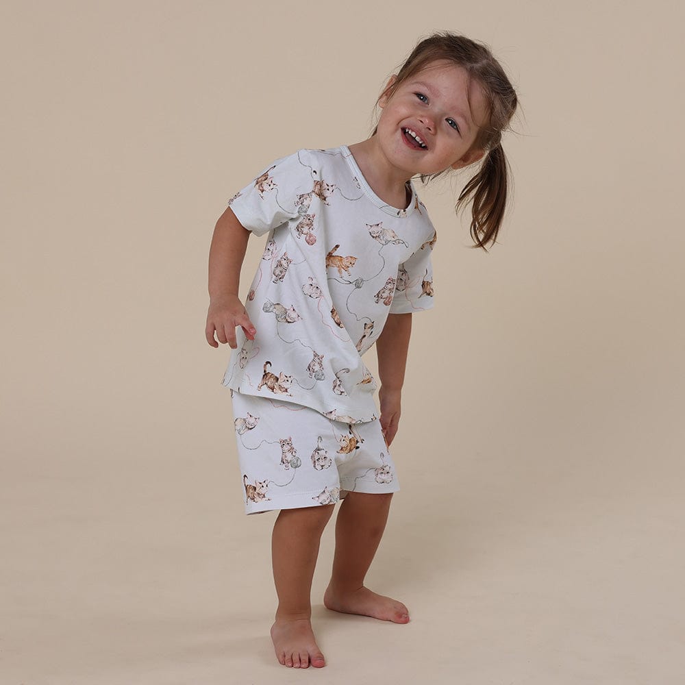 Snuggle Hunny Kids Unisex Sleepware Kittens Organic Kids PJ Set