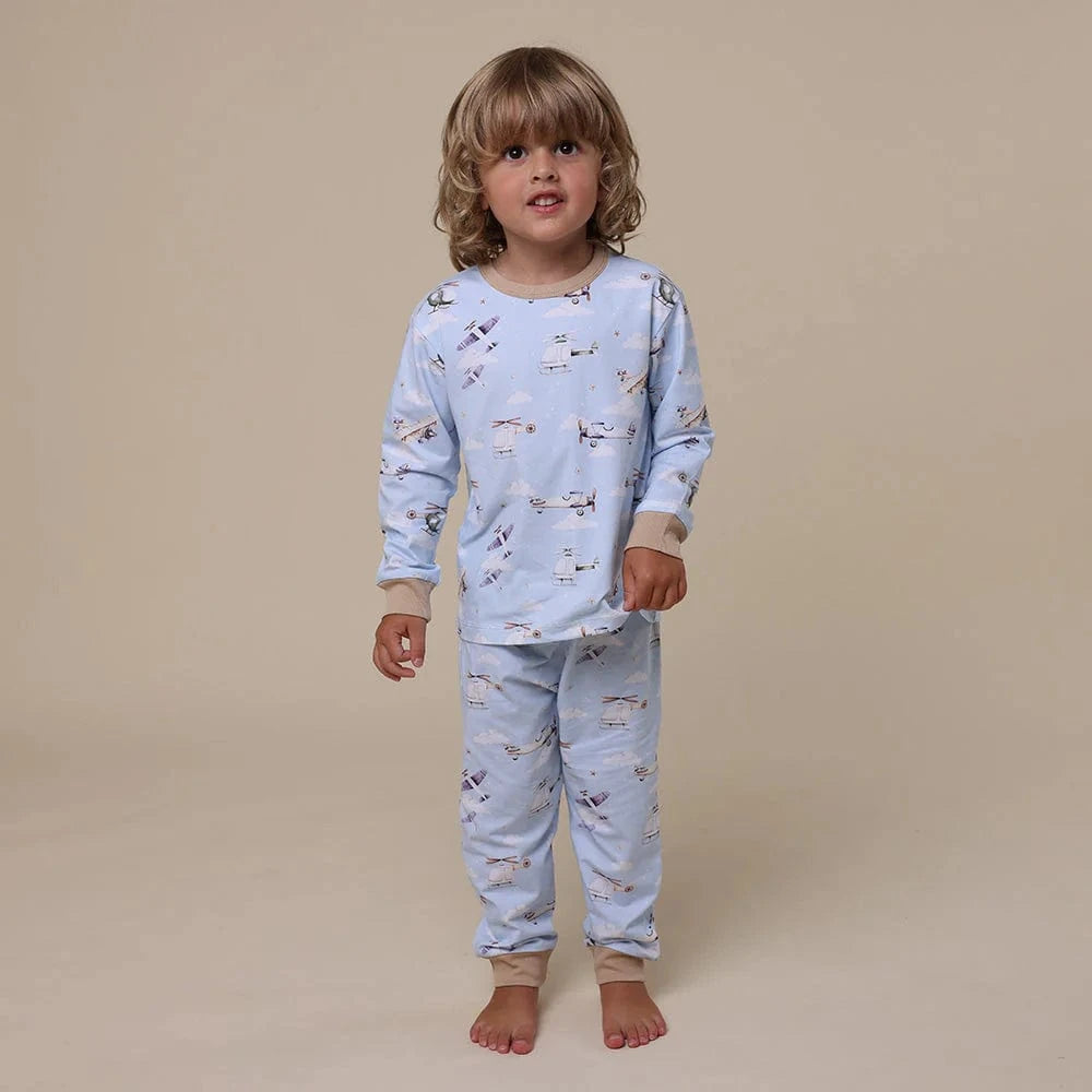 Snuggle Hunny Kids Unisex Sleepware Taking Flight Organic Kids Long Sleeve PJ Set