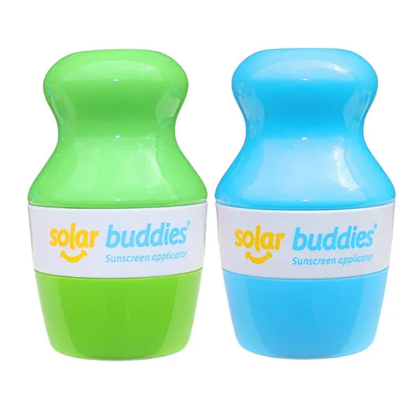 Solar Buddies twin pack of baby care products with blue and green packaging, designed for gentle, natural baby skin protection.