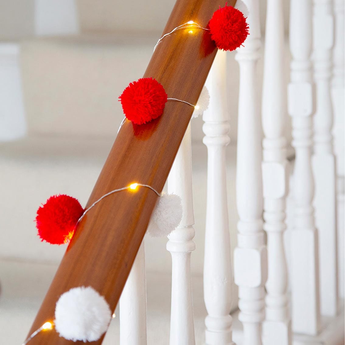 Talking Tables Room Decor Red And White Pom Pom Lights