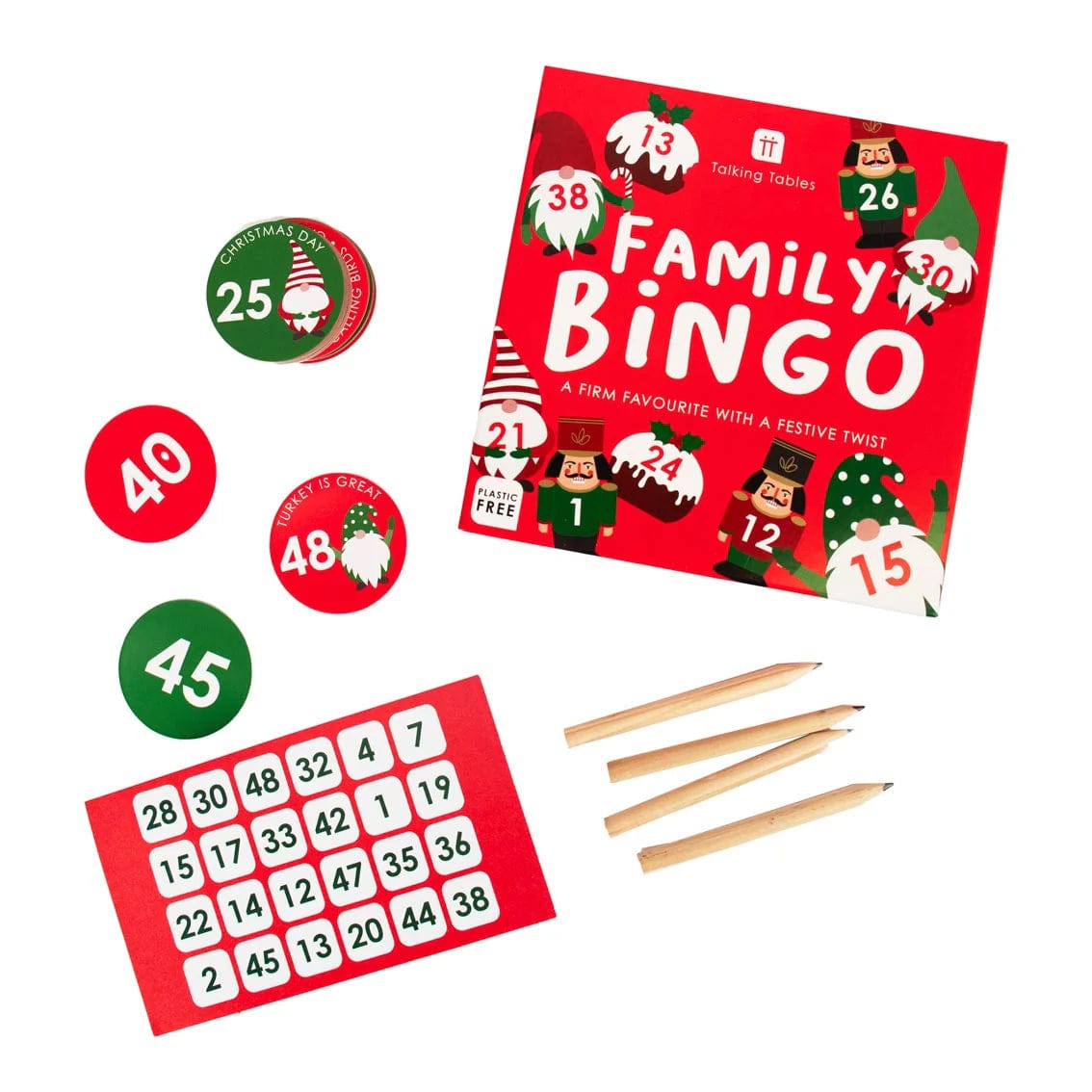 Talking Tables Toys Christmas Family Bingo Game