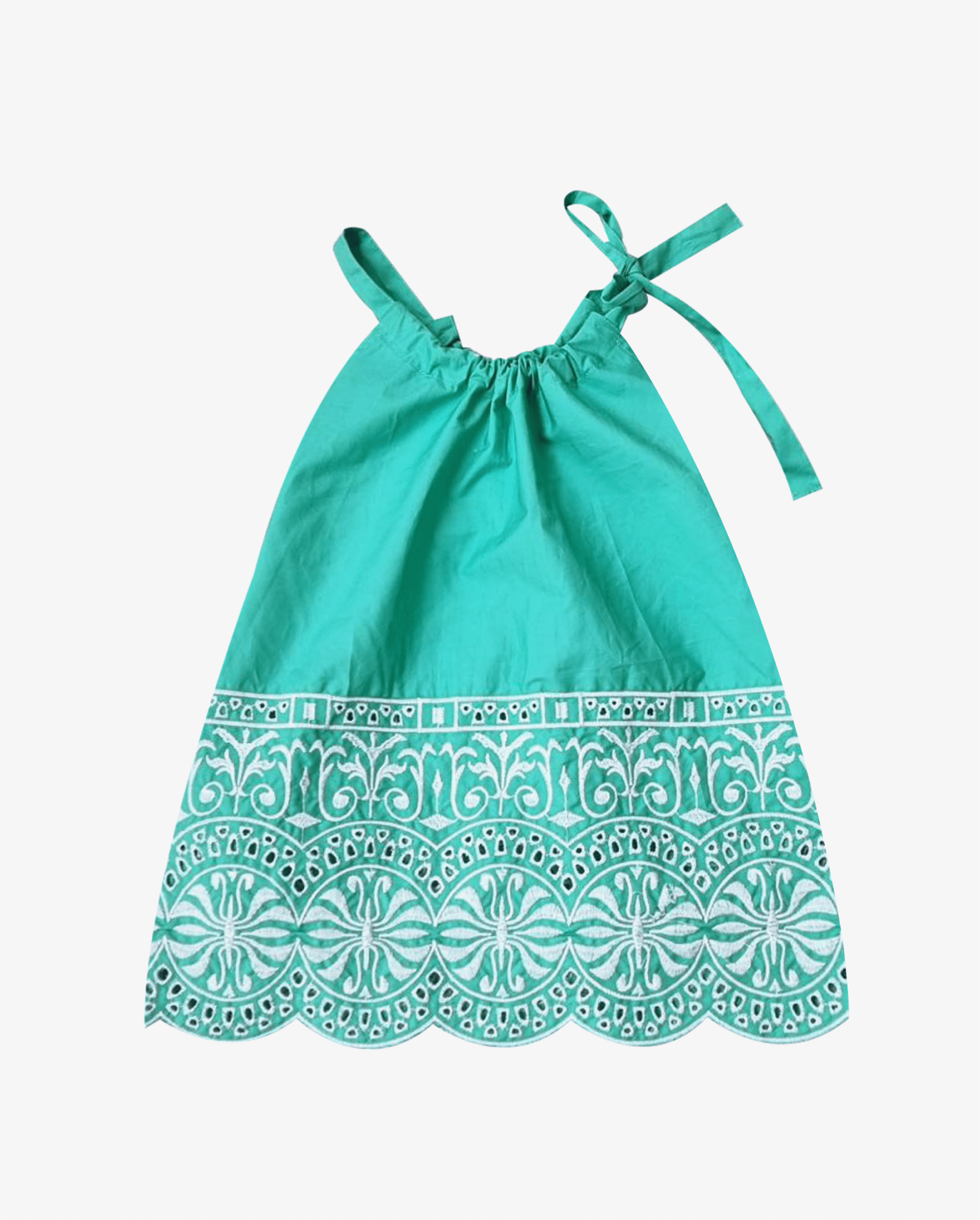 The Girl Club Dresses Teal Boarder Embroidery Dress