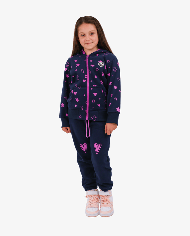 The Girl Club Girls Jumper 2/3Y Navy Icons Zip Hood