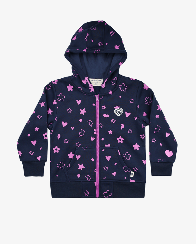 The Girl Club Girls Jumper Navy Icons Zip Hood