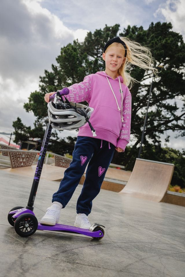 The Girl Club Girls Pants Navy Heart Track Pants