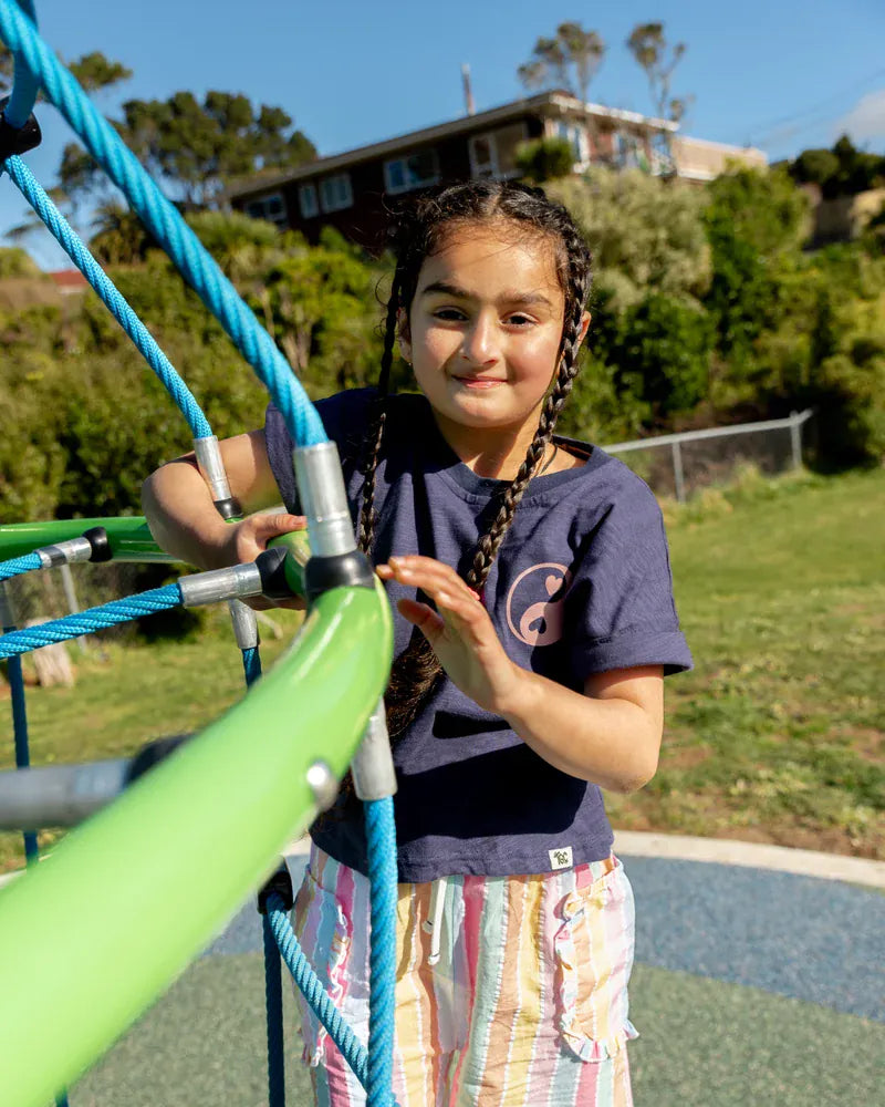 Navy TGC Slub Top for girls by The Girl Club, featuring a casual, soft fabric and comfortable fit.