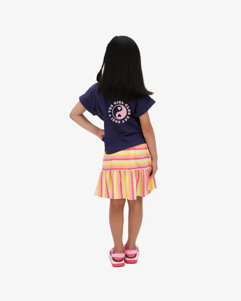 Navy TGC Slub Girls Top by The Girl Club, casual kids' top with textured fabric and a comfortable fit.